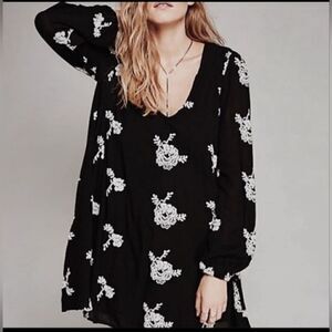 Free People | Embroidered Austin Mini Dress in Black Size XS